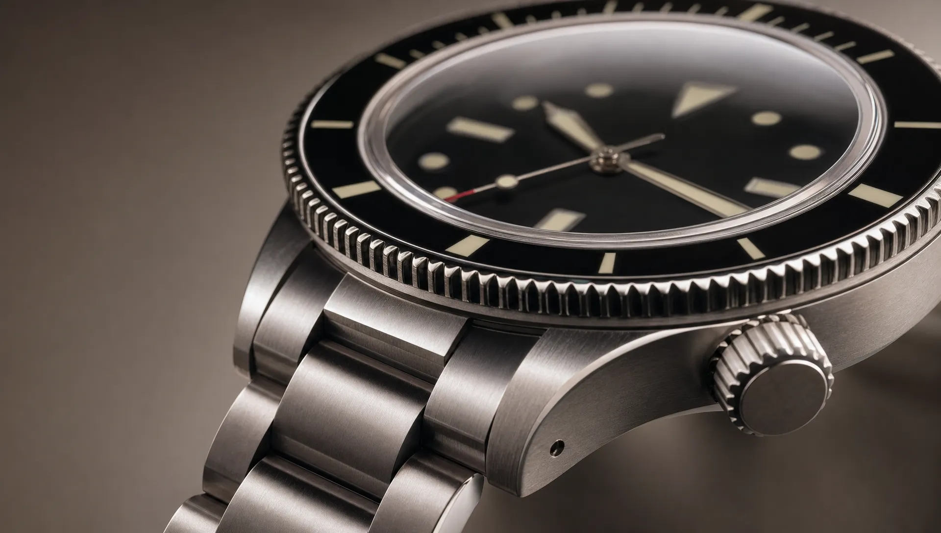 Close-up of a Blancpain Fifty Fathoms-style watch showing the bezel, lugs, crown, and bracelet end links.